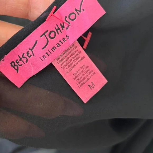 betsey johnson intimates black babydoll slip dress size medium - Picture 2 of 8